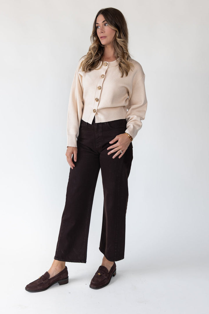 Fallon Cream Button Knit Cardigan - JO+CO