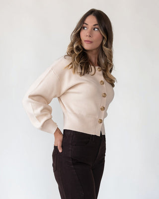 Fallon Cream Button Knit Cardigan - JO+CO