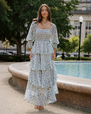 Florence Cream Floral Tiered Maxi Dress - JO+CO