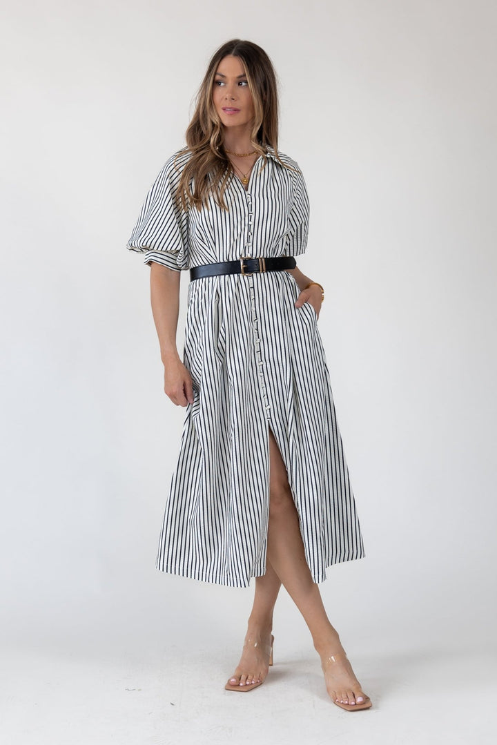 Harbor Black Stripe Midi Dress - Final Sale - JO+CO