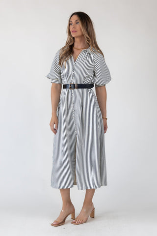 Harbor Black Stripe Midi Dress - Final Sale - JO+CO
