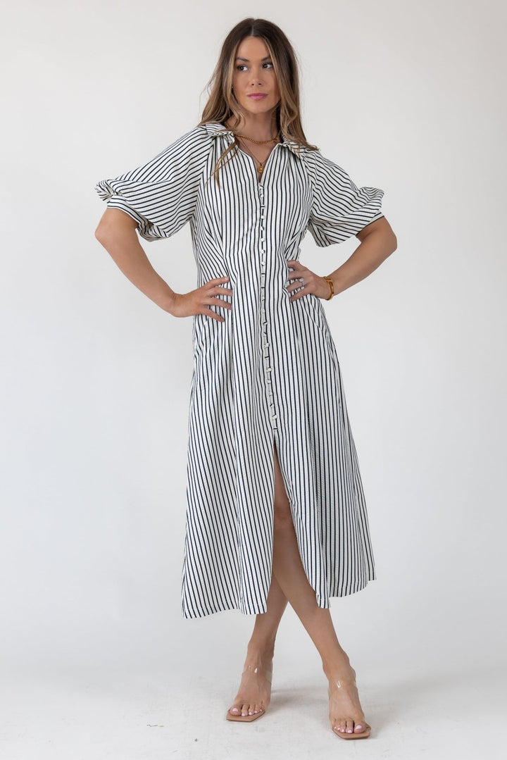 Harbor Black Stripe Midi Dress - Final Sale - JO+CO