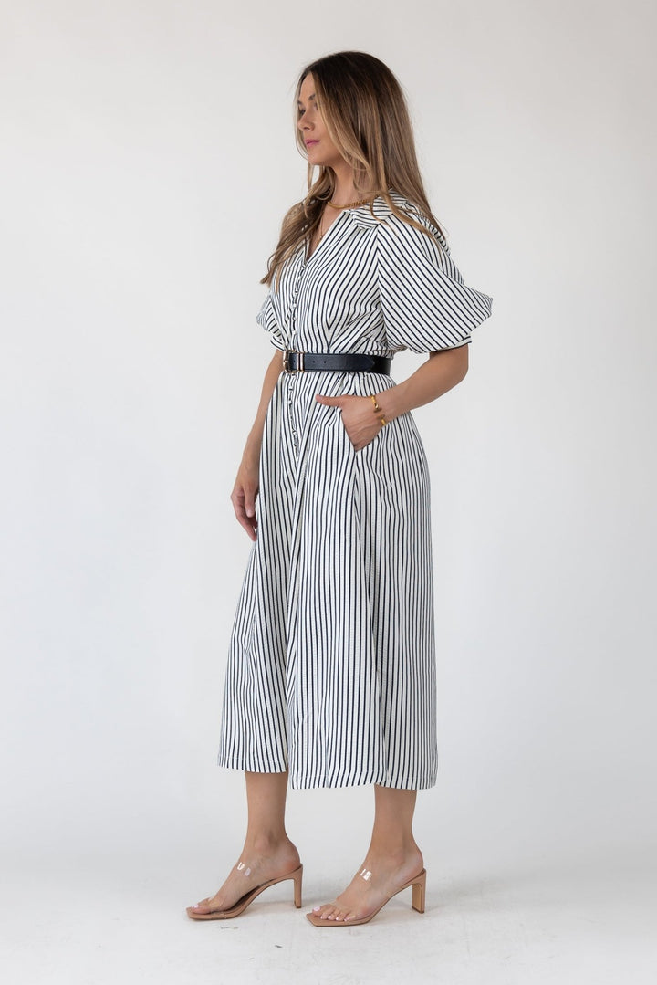Harbor Black Stripe Midi Dress - Final Sale - JO+CO