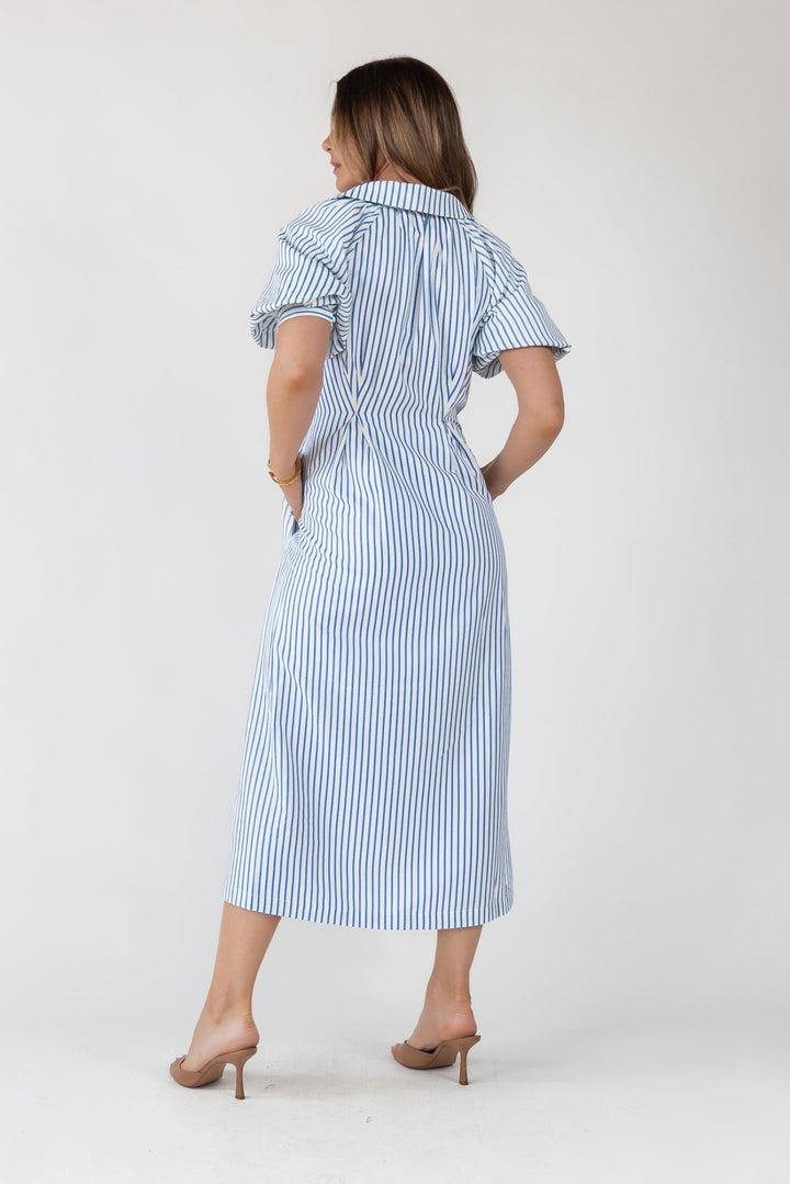 Harbor Blue Stripe Midi Dress - Final Sale - JO+CO