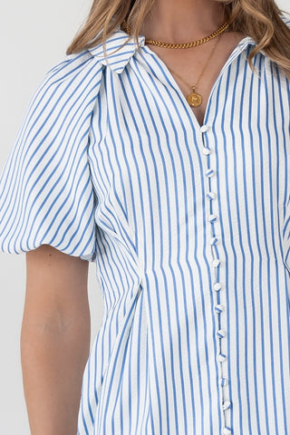 Harbor Blue Stripe Midi Dress - Final Sale - JO+CO