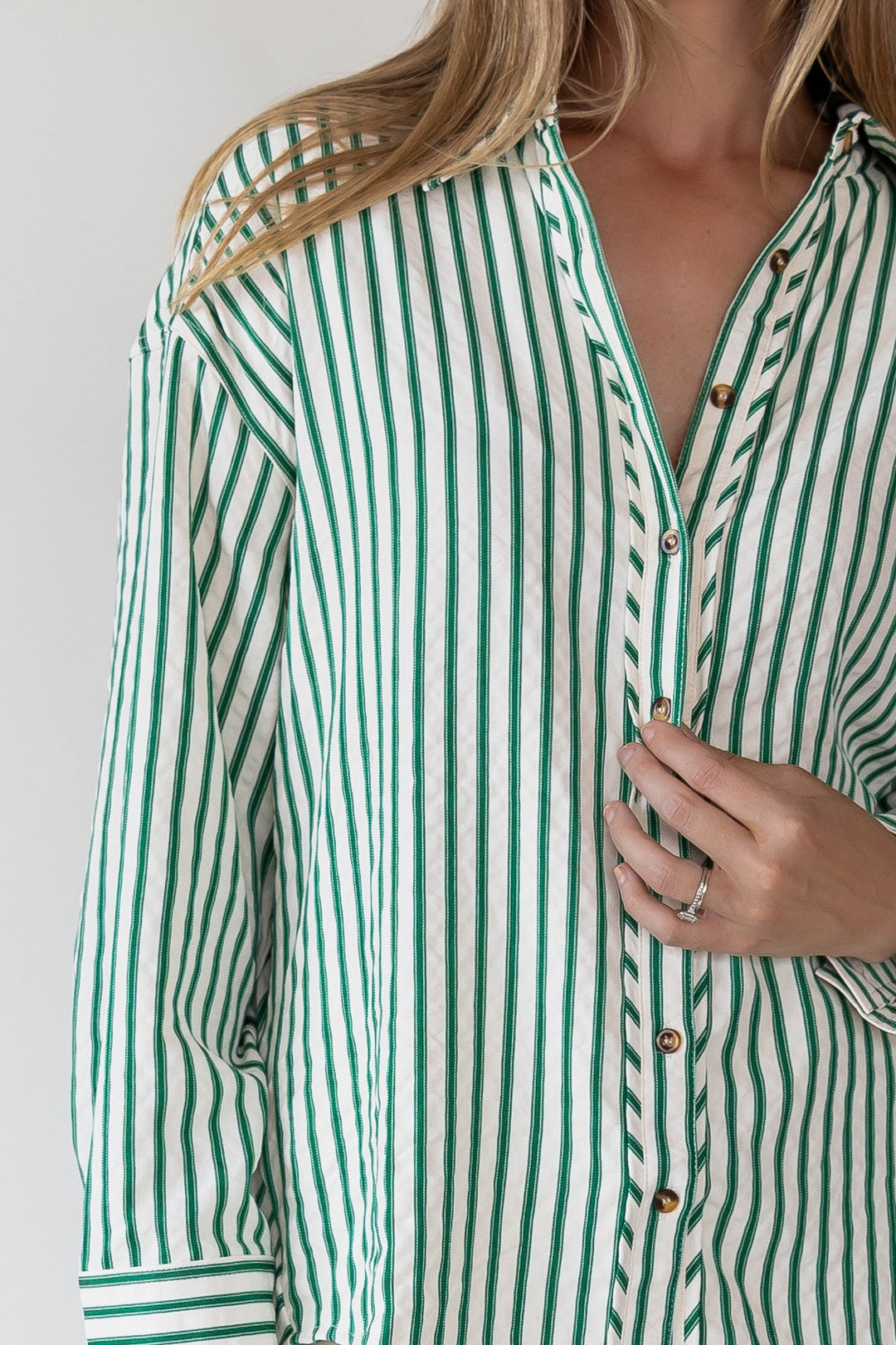 Harlow Green Textured Stripe Top - JO+CO