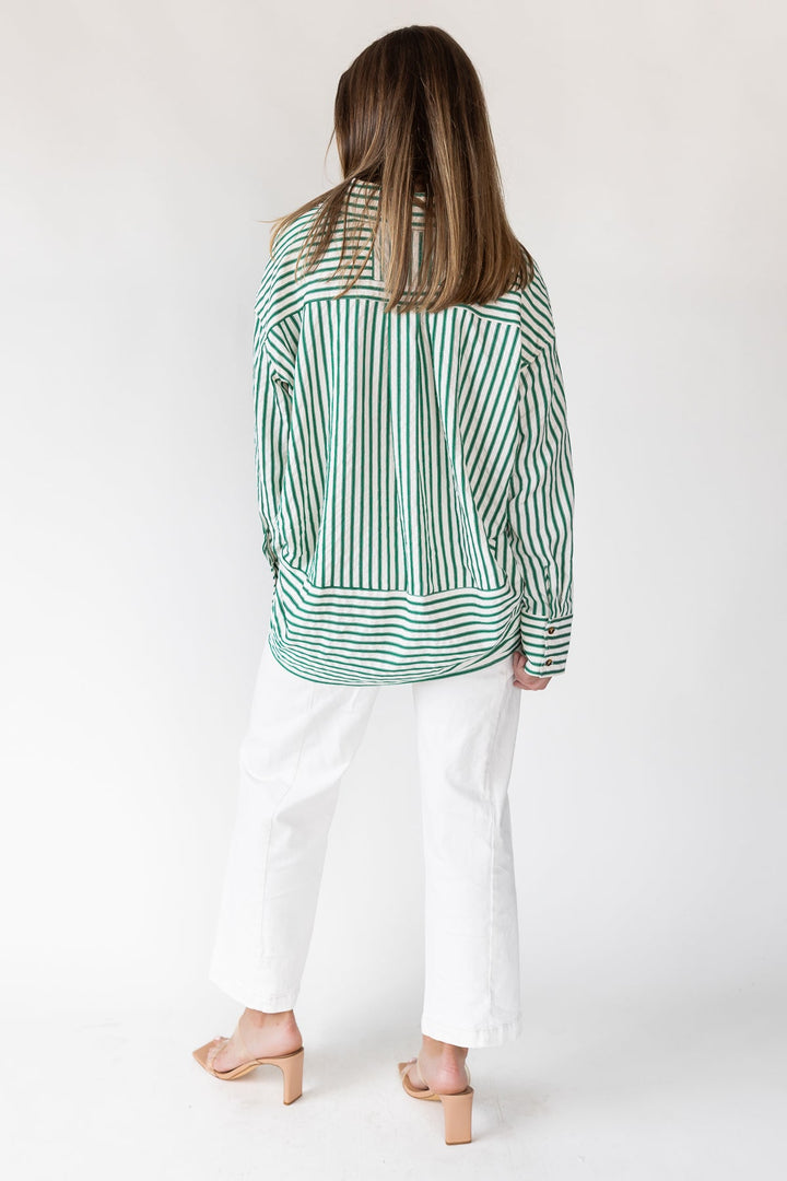 Harlow Green Textured Stripe Top - JO+CO