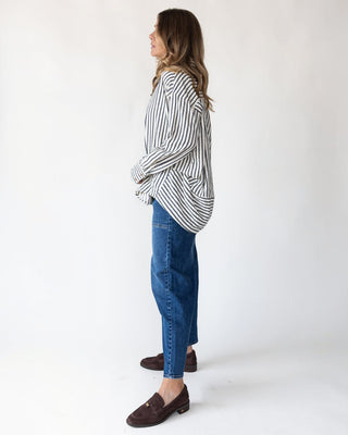 Harlow Navy Textured Stripe Top - JO+CO