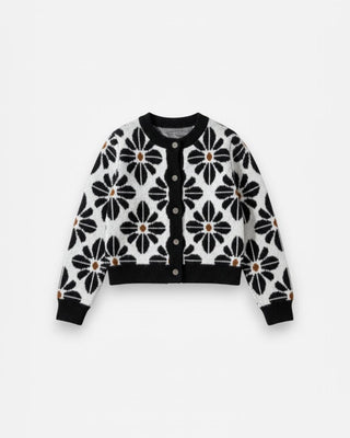 Hayes Black Floral Knit Cardigan - JO+CO
