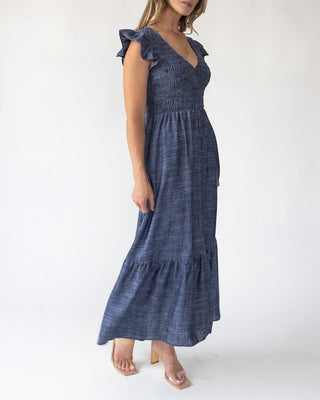 Ivanah Navy Smocked Maxi Dress - JO+CO