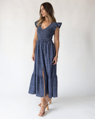 Ivanah Navy Smocked Maxi Dress - JO+CO