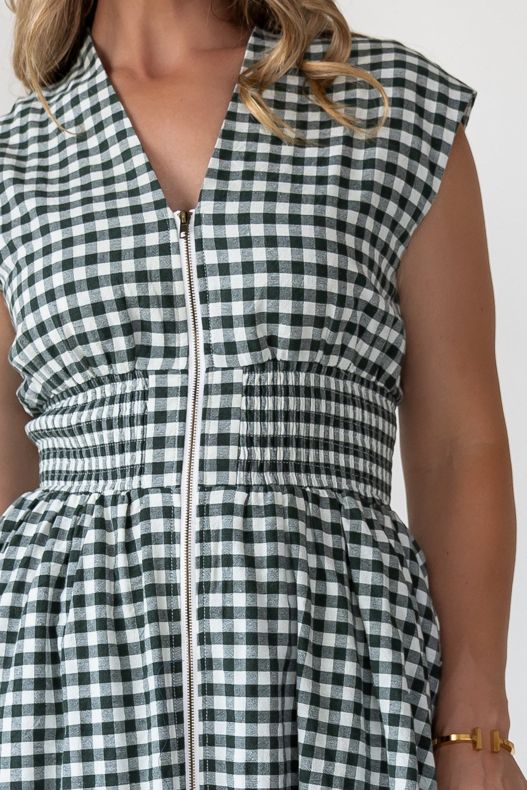 Ivette Green Gingham Midi Dress - Final Sale - JO+CO