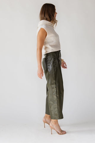 Jude Pleather Barrel Pants - Olive - JO+CO