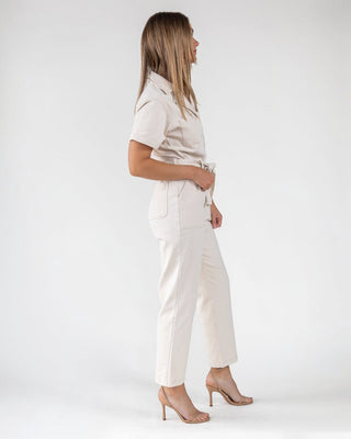 Kendall Cream Washed Jumpsuit - Final Sale - JO+CO