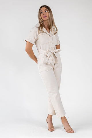 Kendall Cream Washed Jumpsuit - Final Sale - JO+CO
