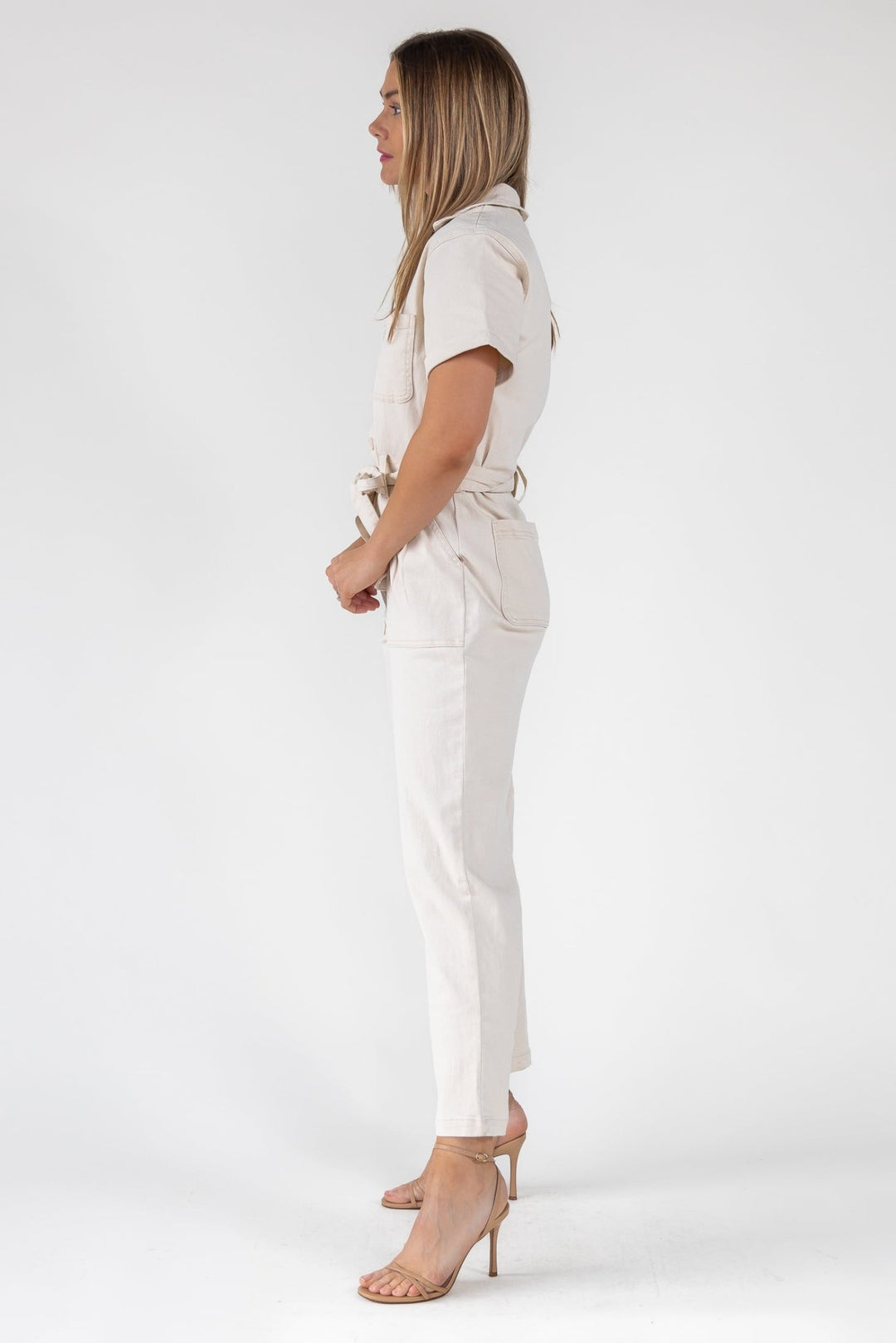 Kendall Cream Washed Jumpsuit - Final Sale - JO+CO