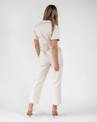 Kendall Cream Washed Jumpsuit - Final Sale - JO+CO