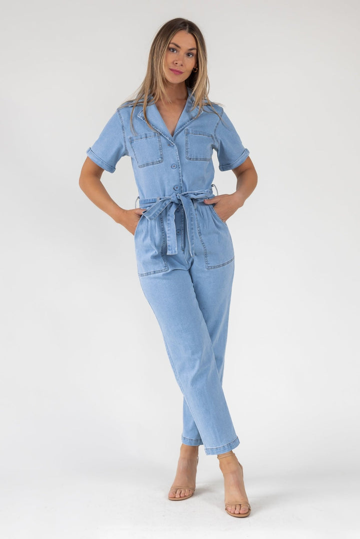 Kendall Denim Washed Jumpsuit - Final Sale - JO+CO