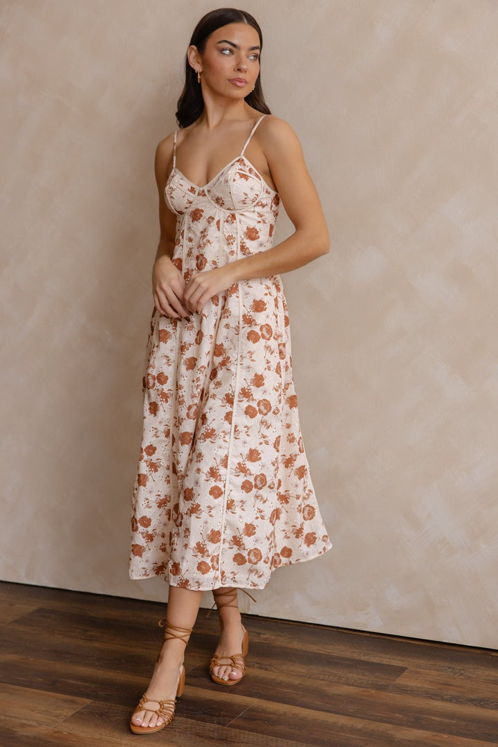 Leta Tan Embroidered Trim Dress - Final Sale - JO+CO