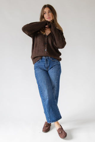 Lora Button Cardigan - Brown - JO+CO