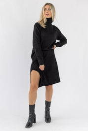 Lorene Sweater Midi Dress - Black - JO+CO