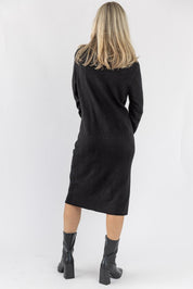 Lorene Sweater Midi Dress - Black - JO+CO