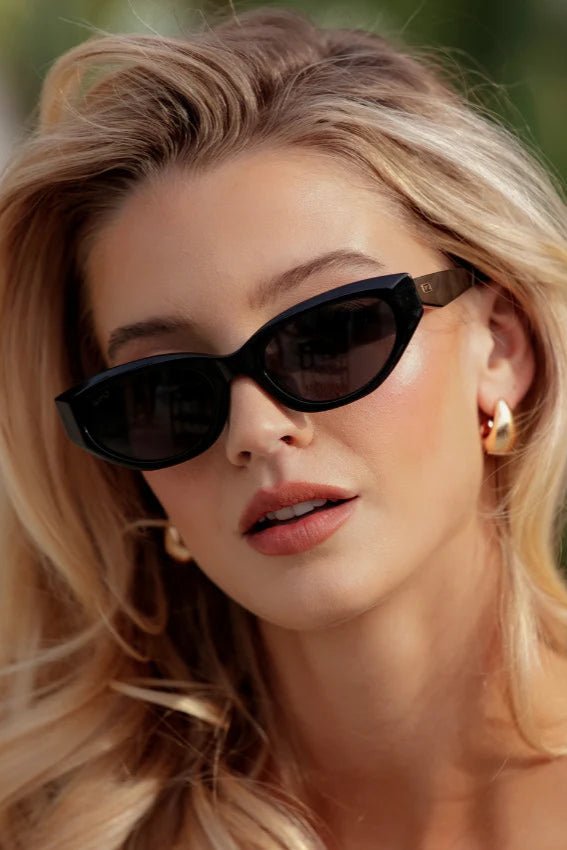 Loretta Sunglasses : Black/Triple Black Lens - JO+CO