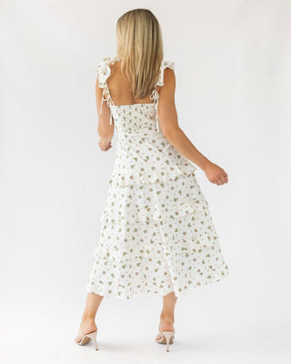 Luciana Cream Floral Midi Dress - Final Sale - JO+CO