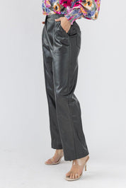 Making Headlines Faux Leather Pant - Black - JO+CO