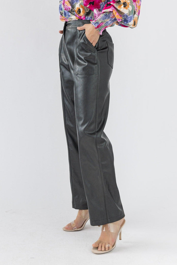 Making Headlines Faux Leather Pant - Black - JO+CO