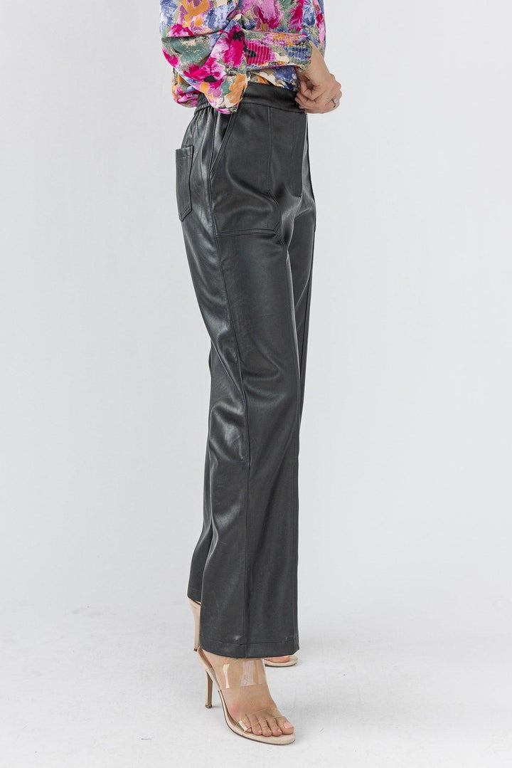 Making Headlines Faux Leather Pant - Black - JO+CO