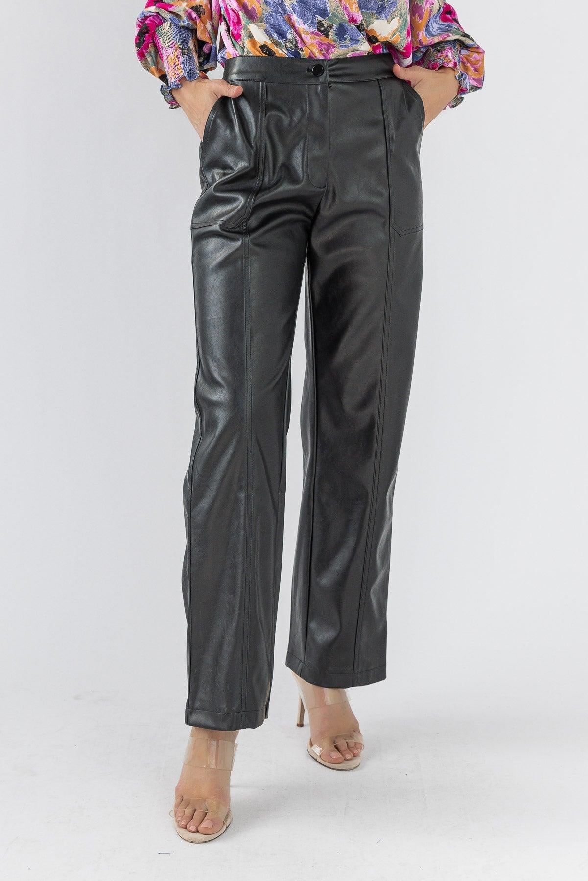 Making Headlines Faux Leather Pant - Black - JO+CO