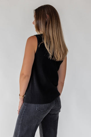 Margot Black Knit Button Vest - Final Sale - JO+CO