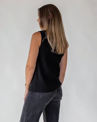 Margot Black Knit Button Vest - Final Sale - JO+CO