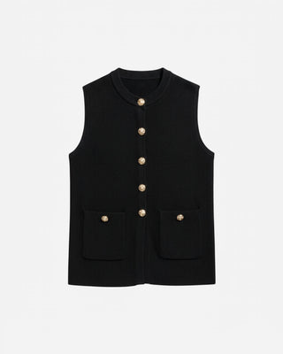Margot Black Knit Button Vest - Final Sale - JO+CO