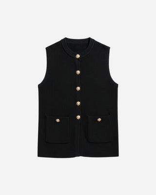 Margot Black Knit Button Vest - Final Sale - JO+CO