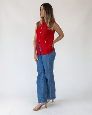 Margot Red Knit Sweater Vest - Final Sale - JO+CO