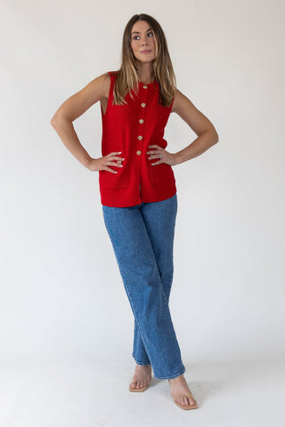 Margot Red Knit Sweater Vest - Final Sale - JO+CO
