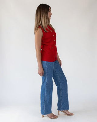 Margot Red Knit Sweater Vest - Final Sale - JO+CO