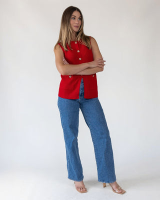 Margot Red Knit Sweater Vest - Final Sale - JO+CO