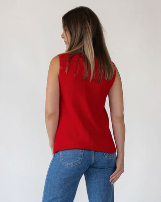 Margot Red Knit Sweater Vest - Final Sale - JO+CO