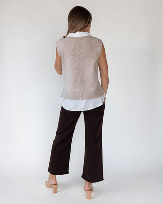 Mari Beige Mixed Media Sweater Vest - Final Sale - JO+CO