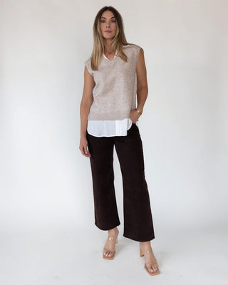 Mari Beige Mixed Media Sweater Vest - Final Sale - JO+CO