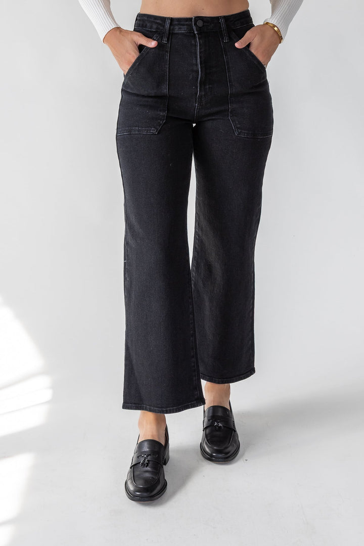 Marney Black Cargo Pocket Wide Leg - Final Sale - JO+CO