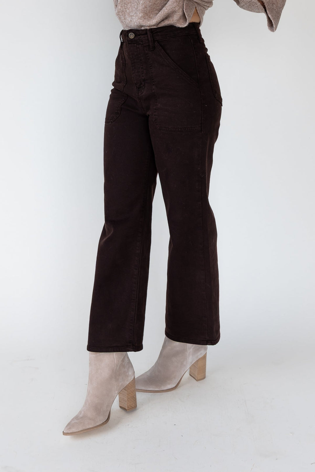 Marney Chocolate Cargo Pocket Wide Leg - Final Sale - JO+CO