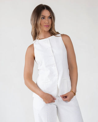 Monaco Button - Up Sleeveless Blazer - Final Sale - JO+CO