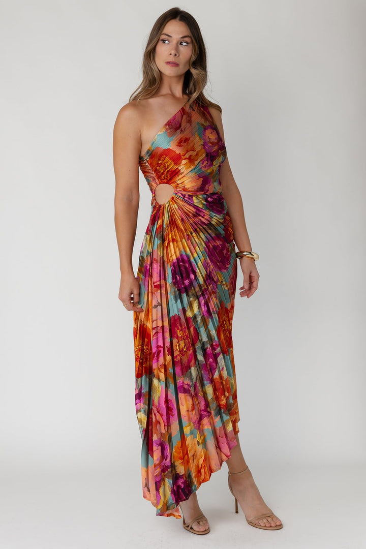 Monroe One - Shoulder Dress - Parisian Floral - JO+CO