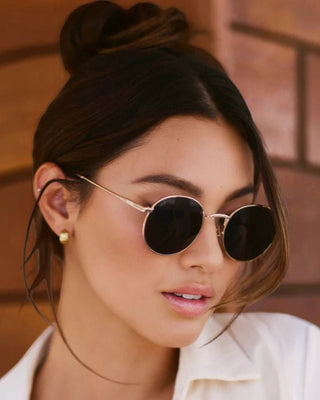Nevada Sunglasses: Gold/Black Lens - JO+CO