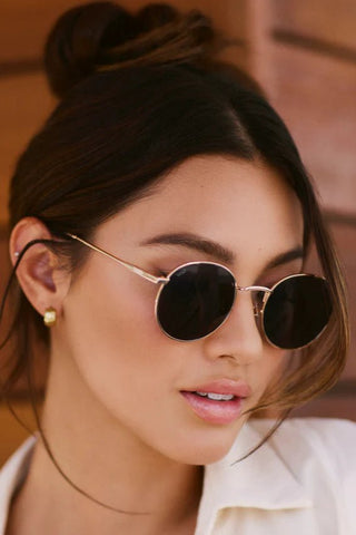 Nevada Sunglasses: Gold/Black Lens - JO+CO