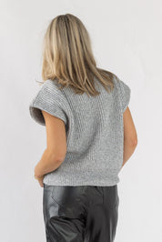 Nia Power Shoulder Sweater Vest - Grey - JO+CO